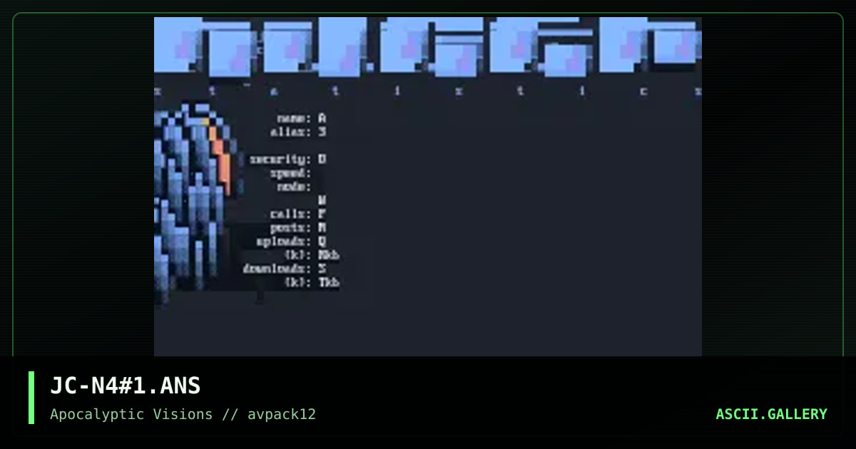 Stats Screen, by juice av, 1996