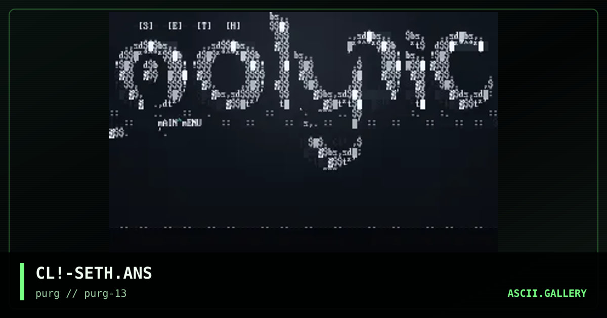 sETh mOLYTIc mAIn mENu, by cleaner, 1998