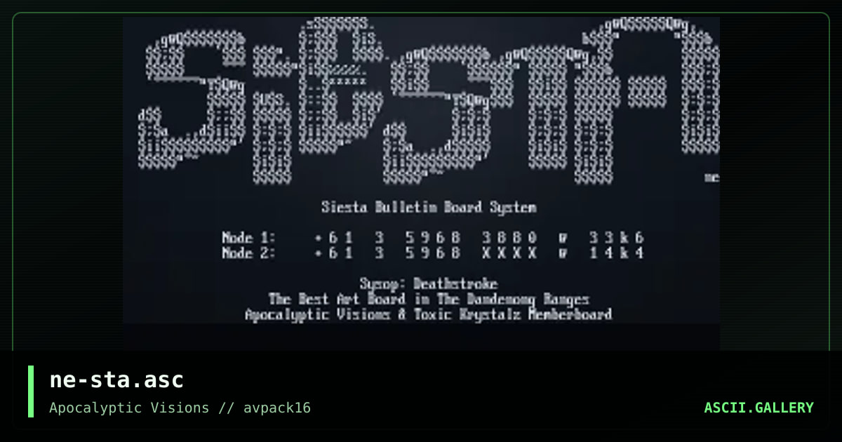 Siesta ASCii, by essence, 1997