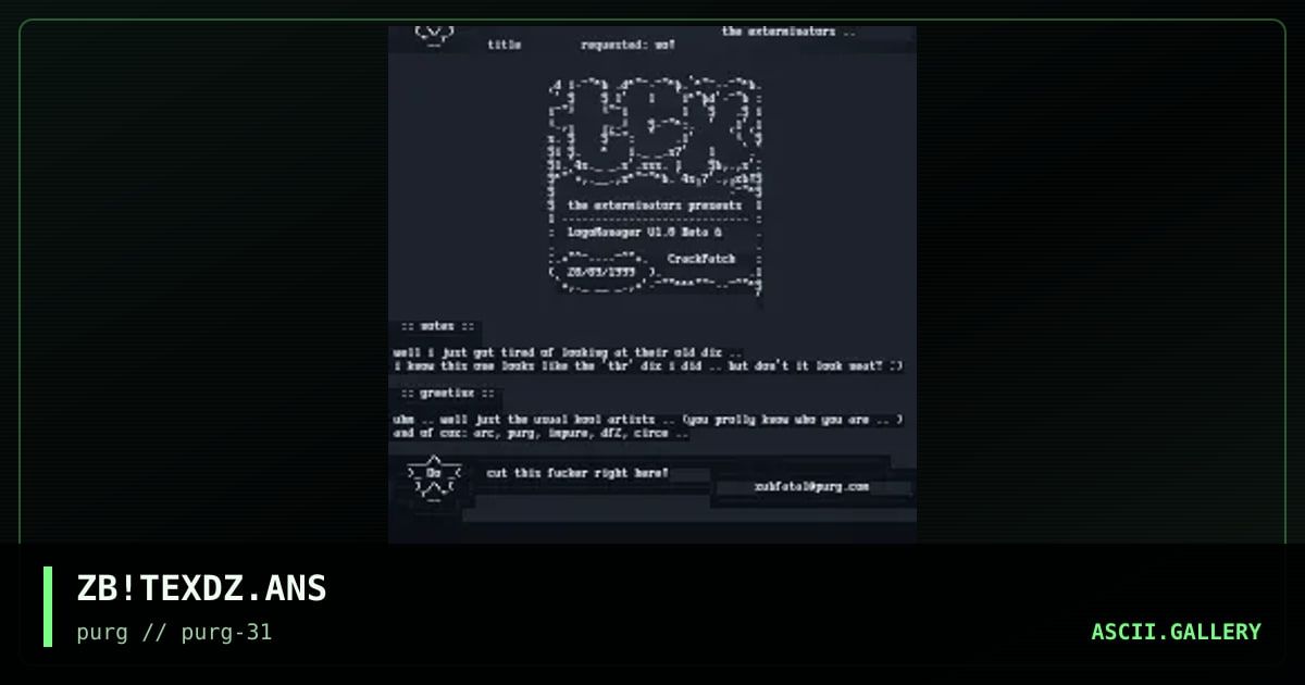 ZB!TEXDZ.ANS, by zubfatal, 1999