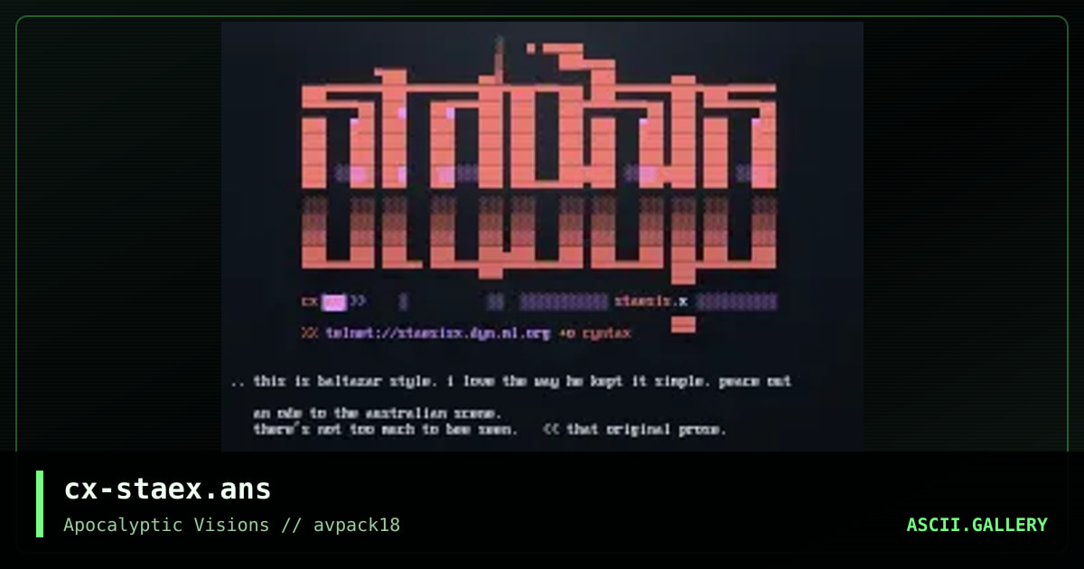 staesisx.telnet, by cyntax, 1998