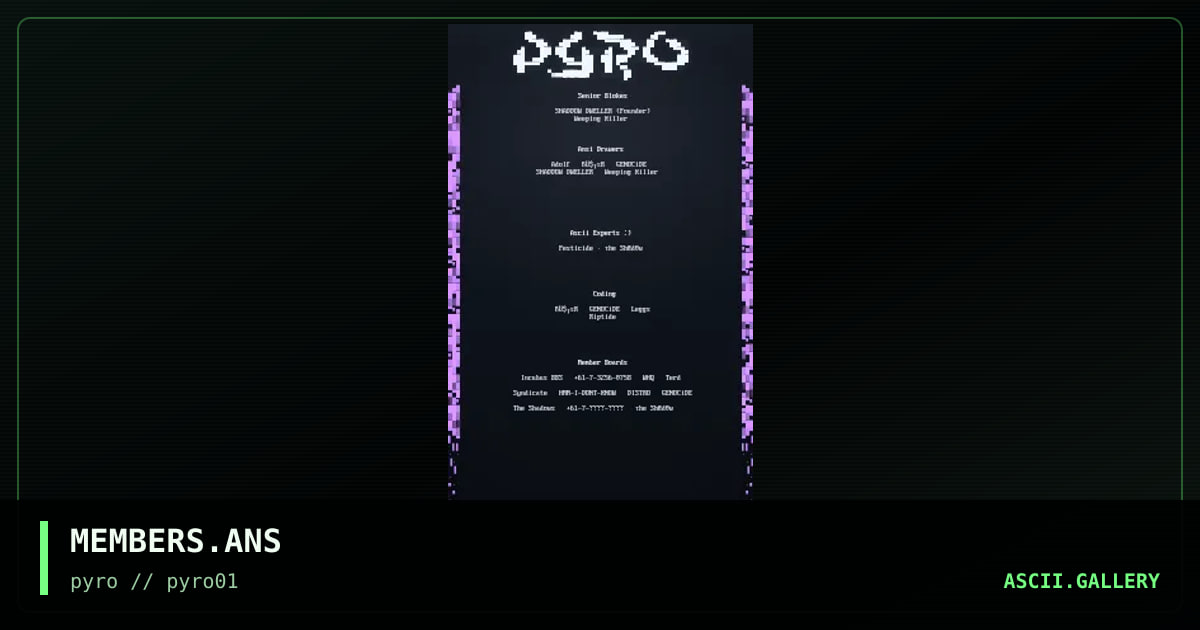 Members List, by weeping killer, 1996