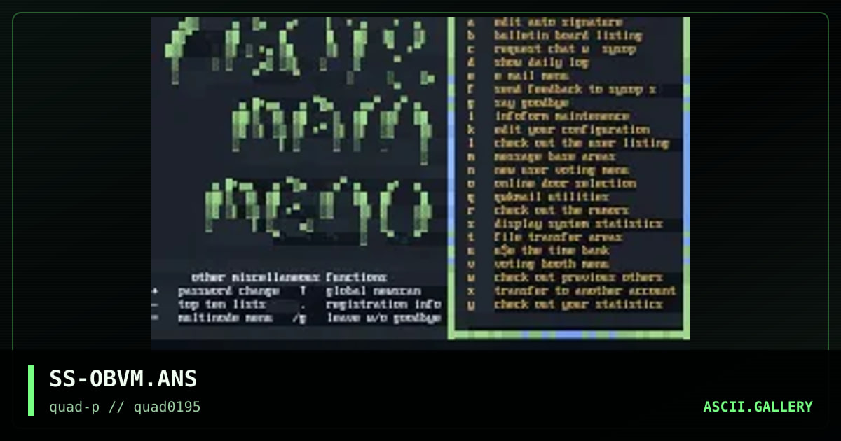 Obv/2 Main Menu, by shadowsorcerer, 1995