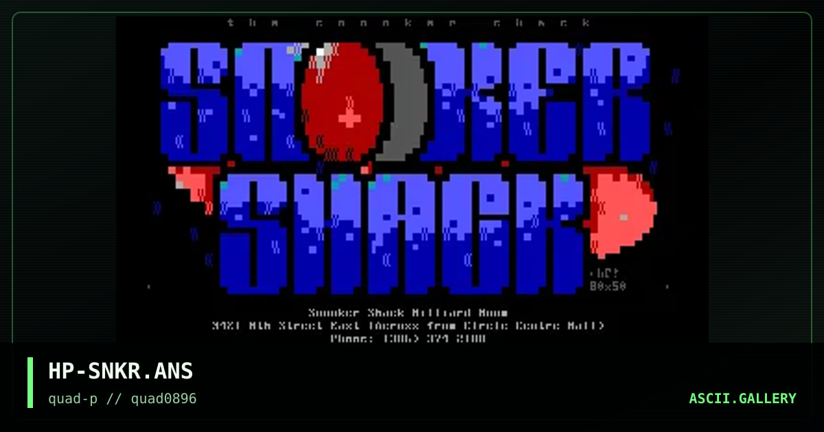 Snooker Shack, by hiro protagonist, 1996