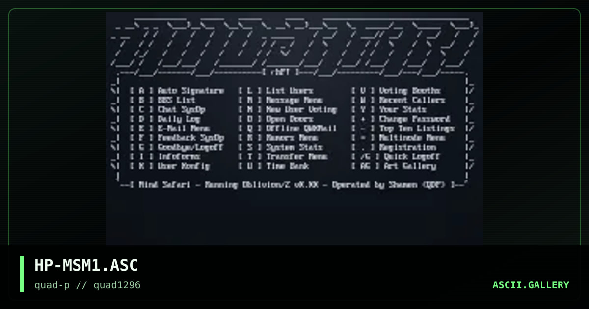 Mind Safari Menu, by hiro protagonist, 1996