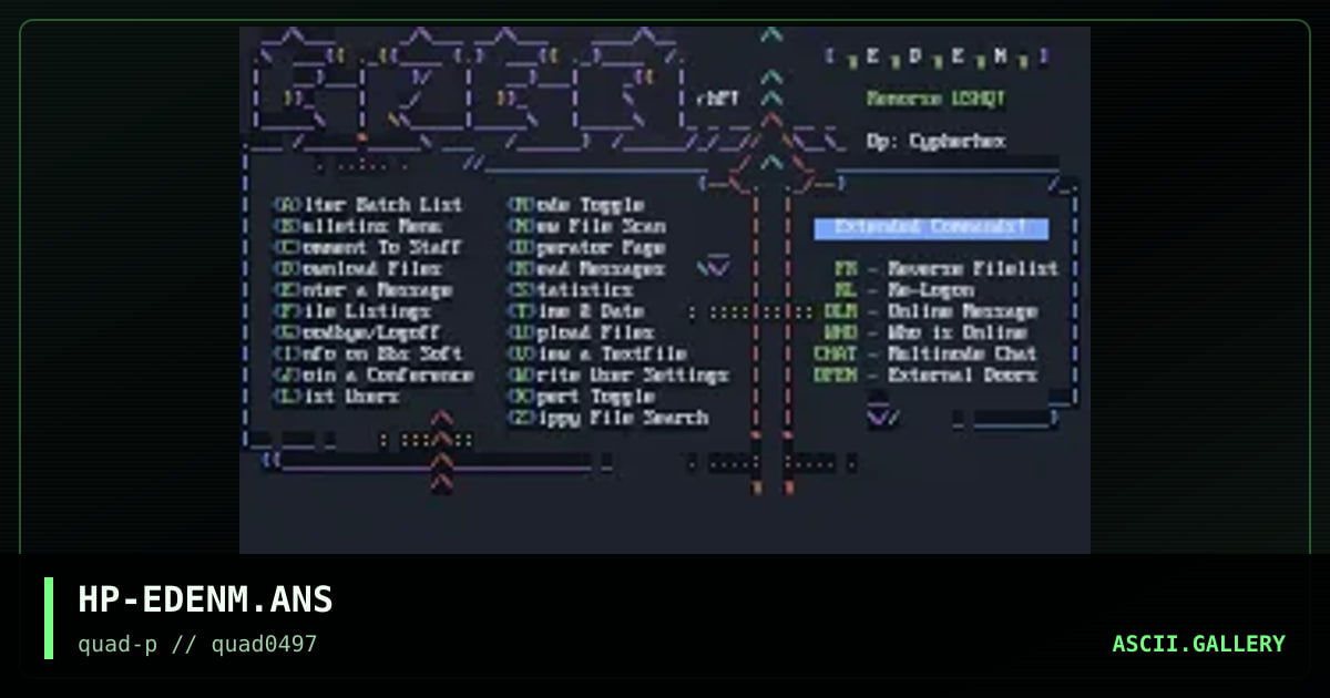 Eden Menu Asciimation, by hiro protagonist, 1997