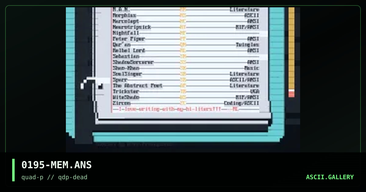 Quad-P Memberlist 0195, by hiro protagonist, 1998