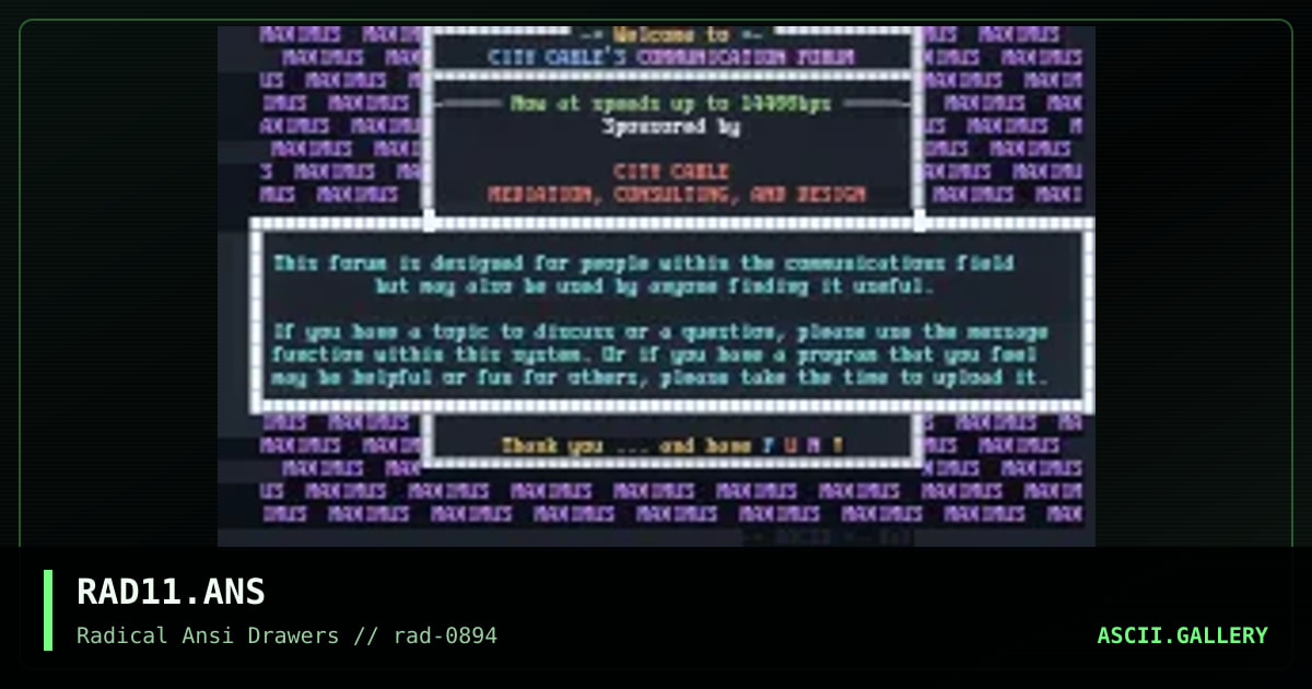 RAD11.ANS, by racer, 1994