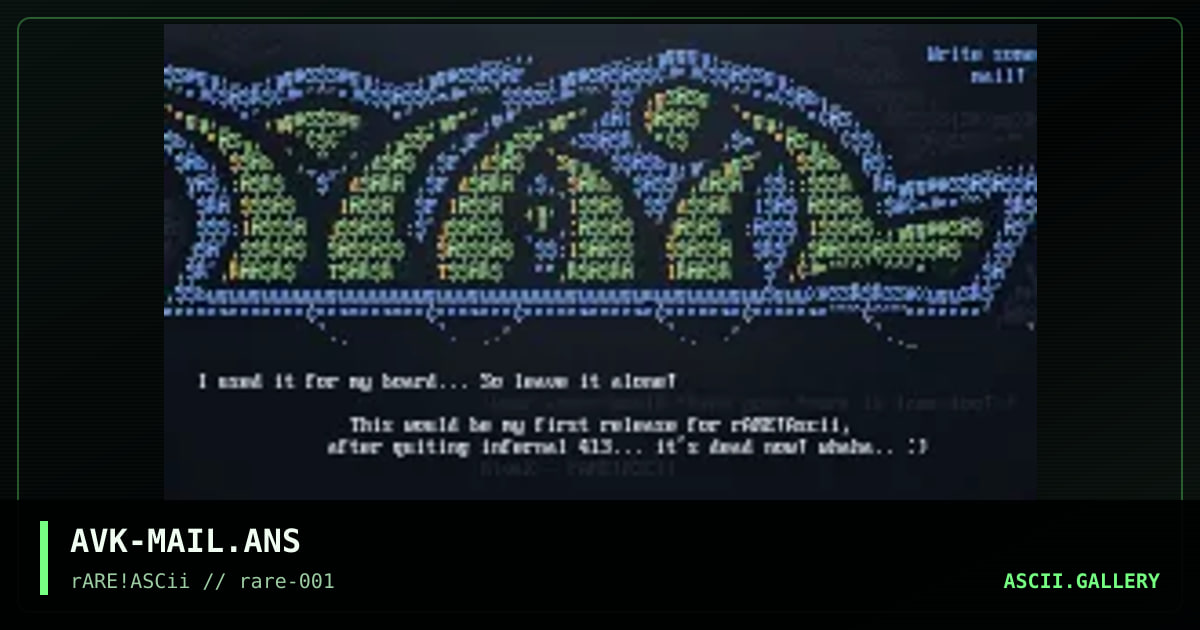 Mail on Final Refuge, by alvak, 1998