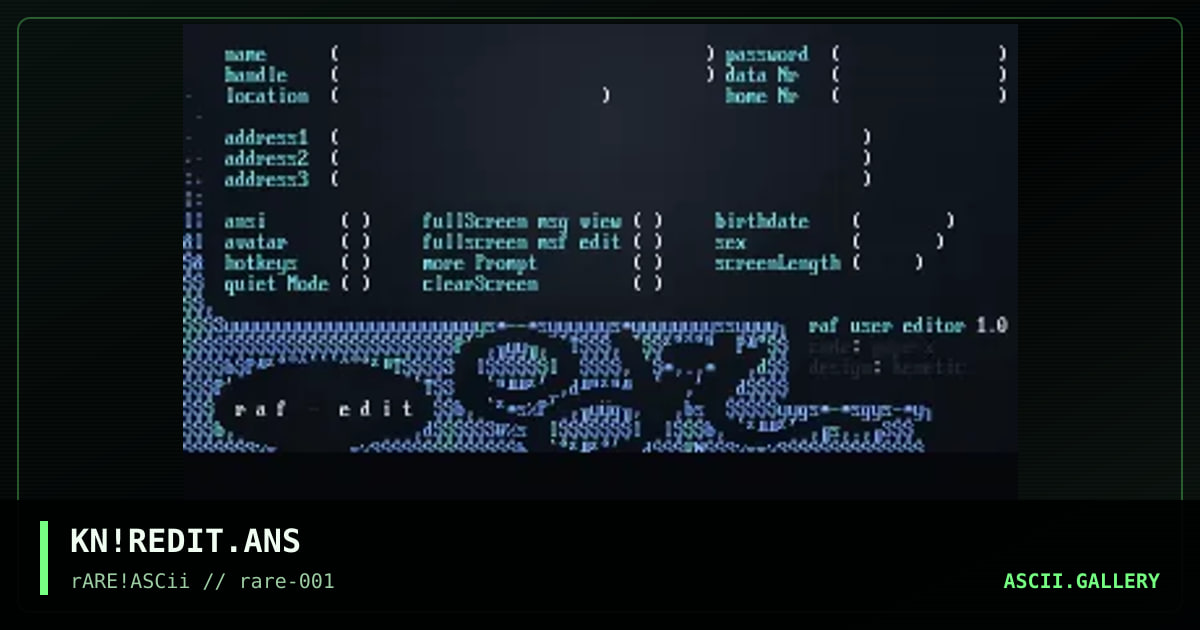 Raf - User editor, by kenetic, 1998