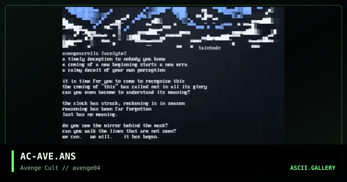 AvengeCult, by acolyte, taintedx, 1998