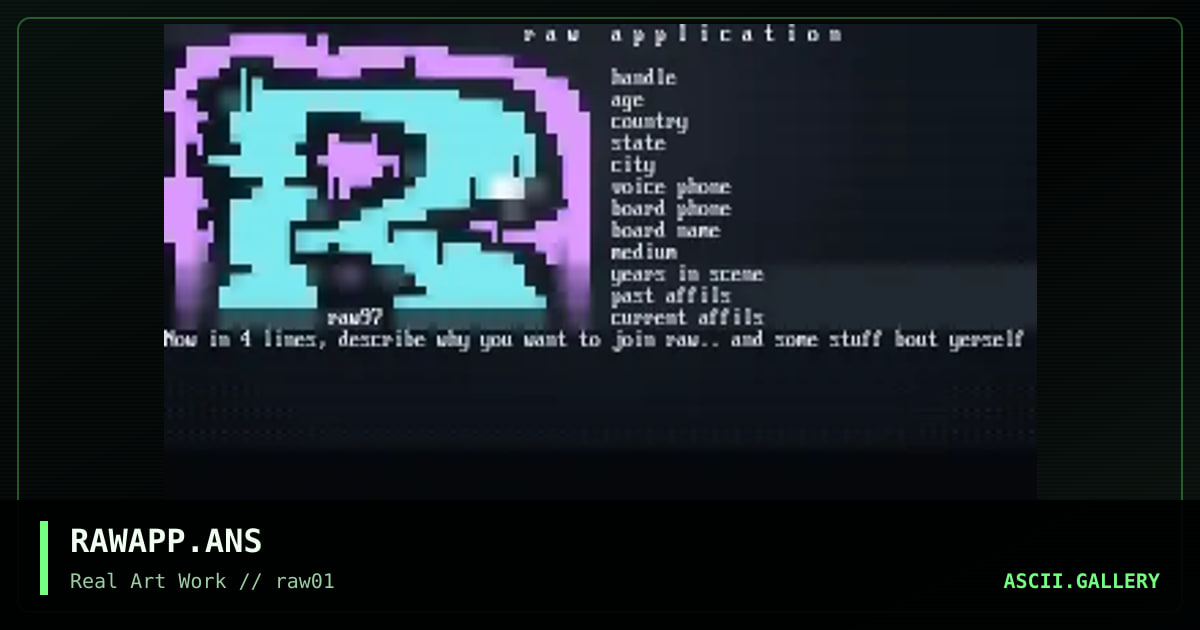 raw application, by raw, 1997