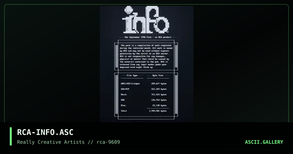 August 96 Pack Info Size, by rca, 1996