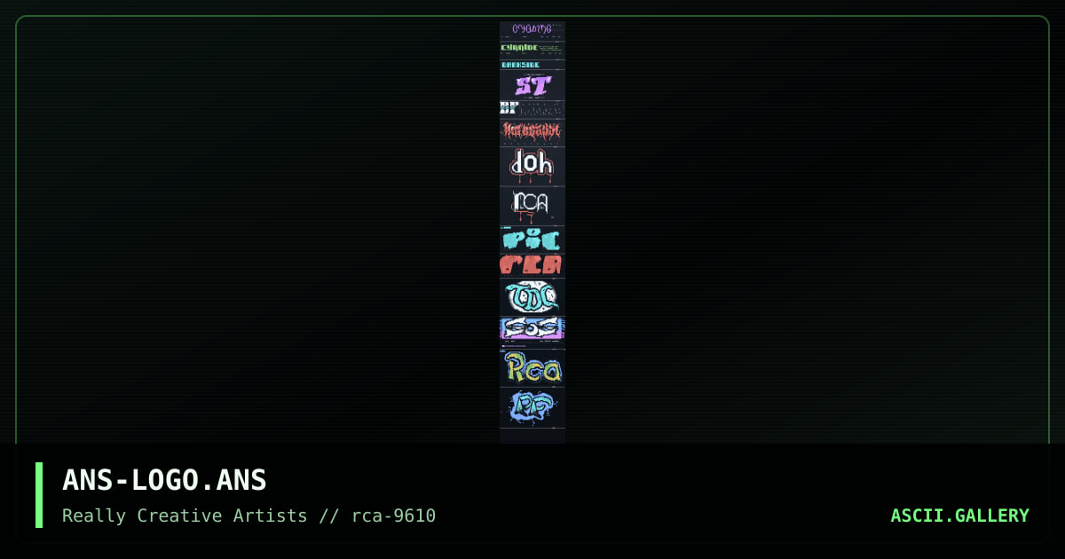 ANSI LOGOS, by boba fett, cyanide, hornet, kitiara, raptor, giger, 1996
