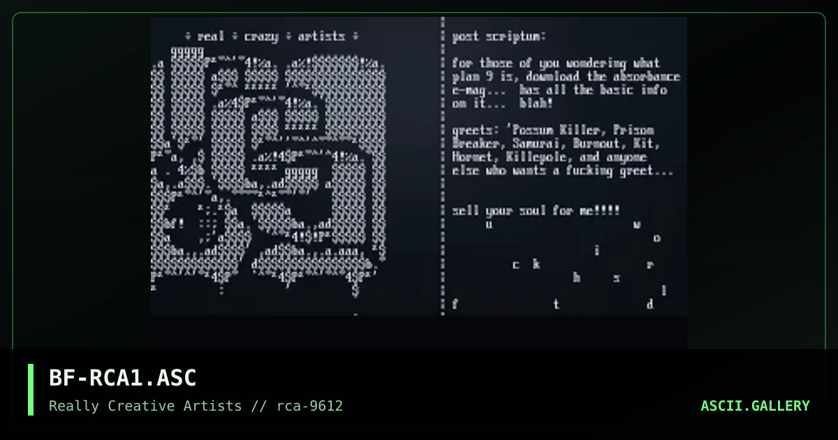 RCA File_id.diz's, by boba fett, 1996