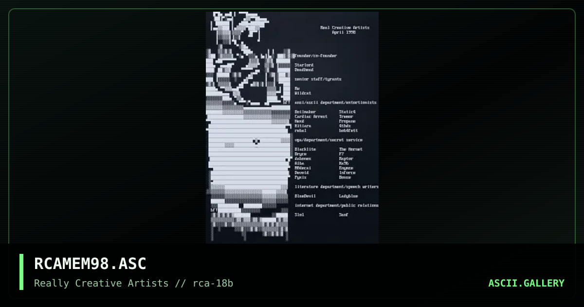 RCAMEM98.ASC, by rca, 1998