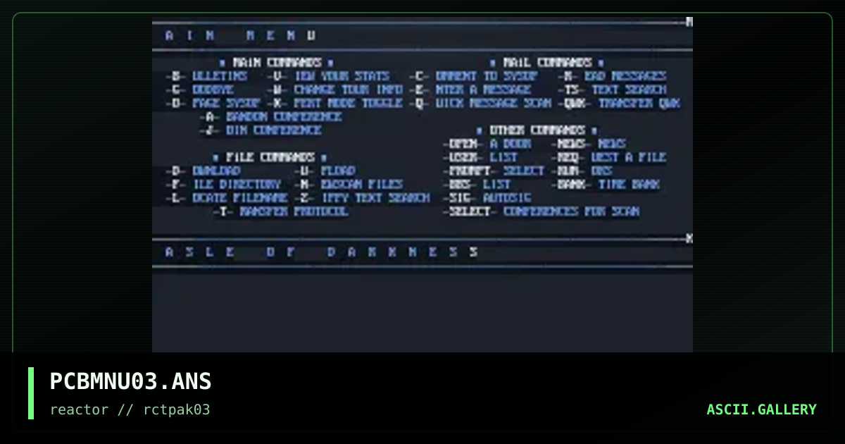 PCBoard Main Menu, by dark jester, 1994