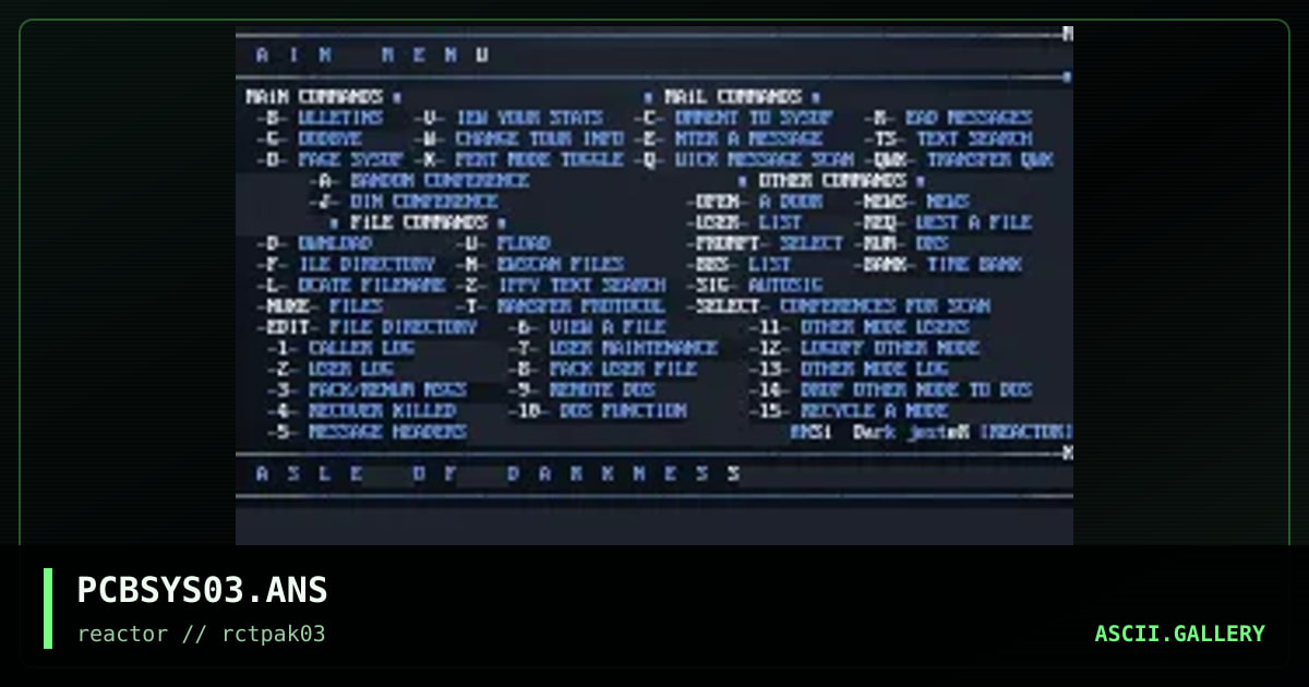 PCBoard SysOp Menu, by dark jester, 1994