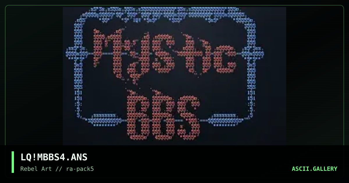 Mystic BBS Software, by liquid, 1998