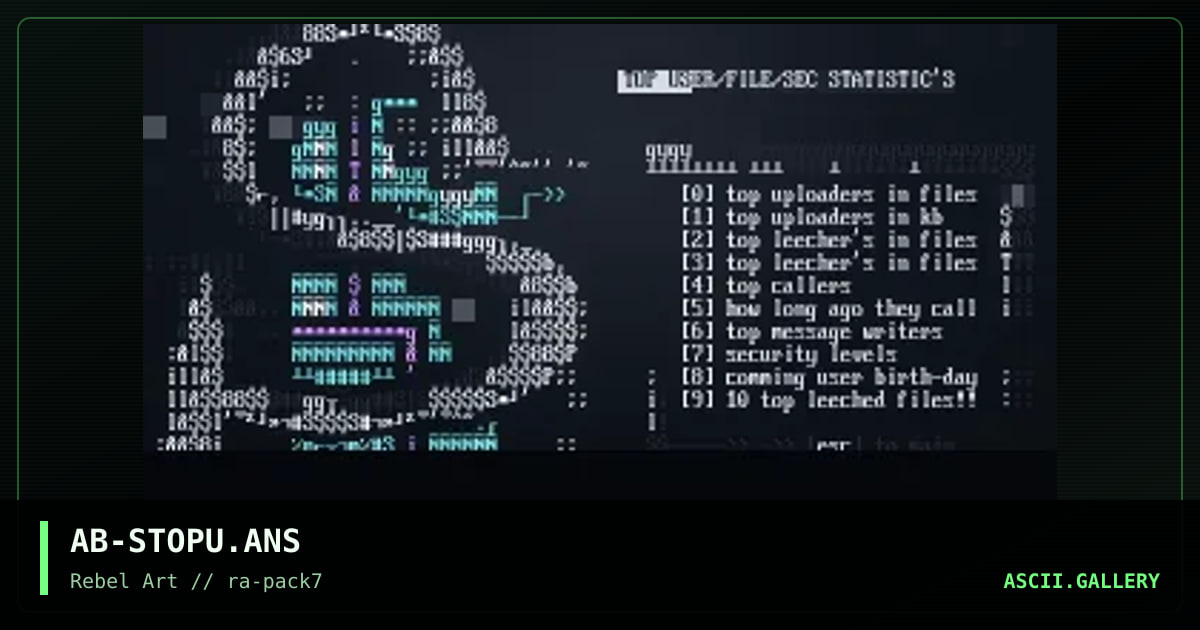 Serial BBS - top user stats, by acid burn, 1998