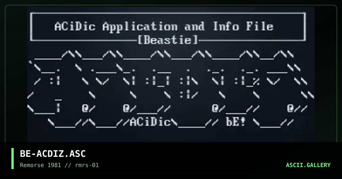 BE-ACDIZ.ASC, by beastie, 1994