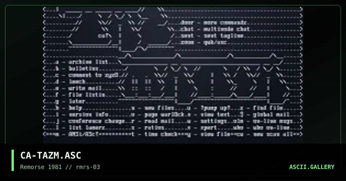 CA-TAZM.ASC, by cable, 1995