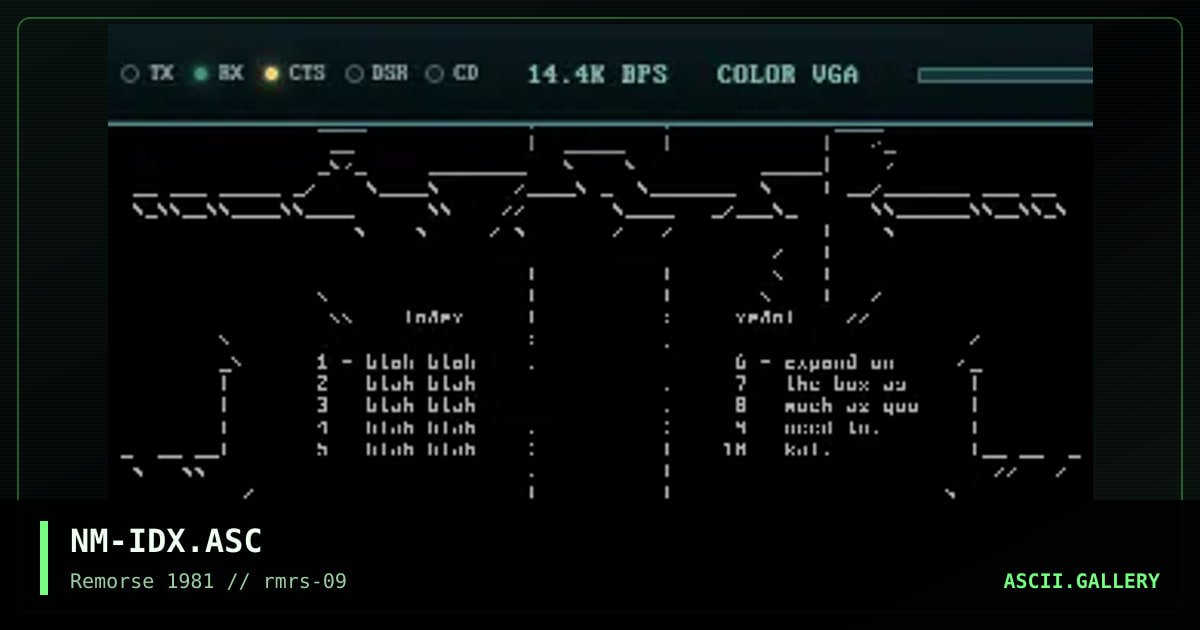 Index (for Kaleidas), by necromancer, 1997