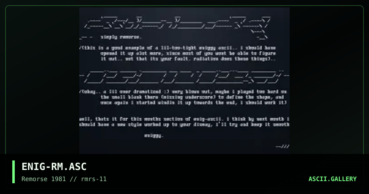 Remorse, by enigmatic, 1997