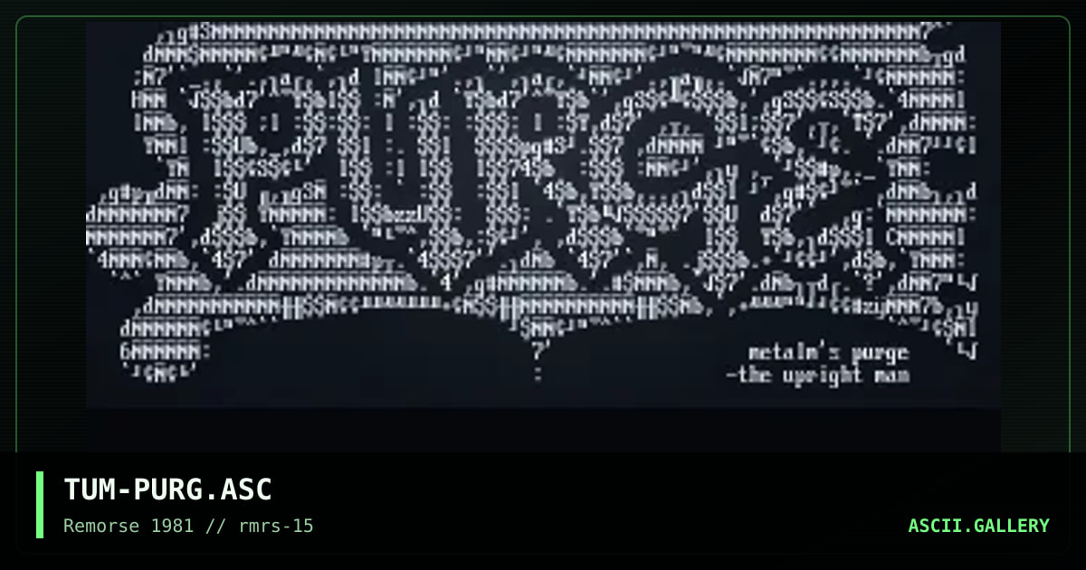 Purge, by the upright man, 1997