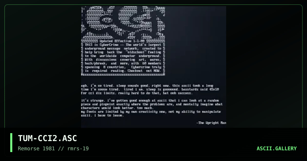CyberCrime International, by the upright man, 1998