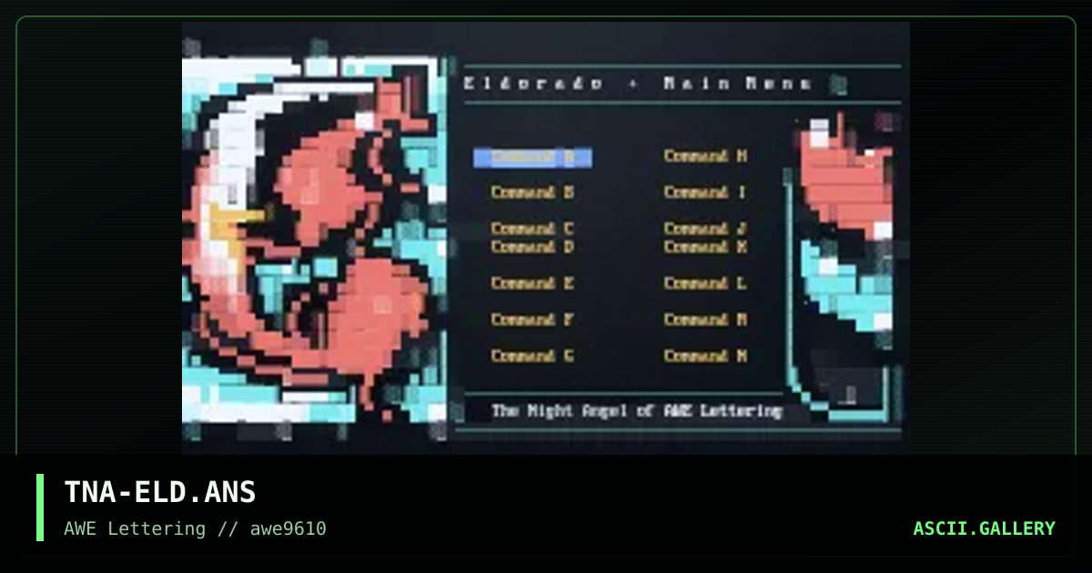 Eldorado Menu, by the night angel, 1996
