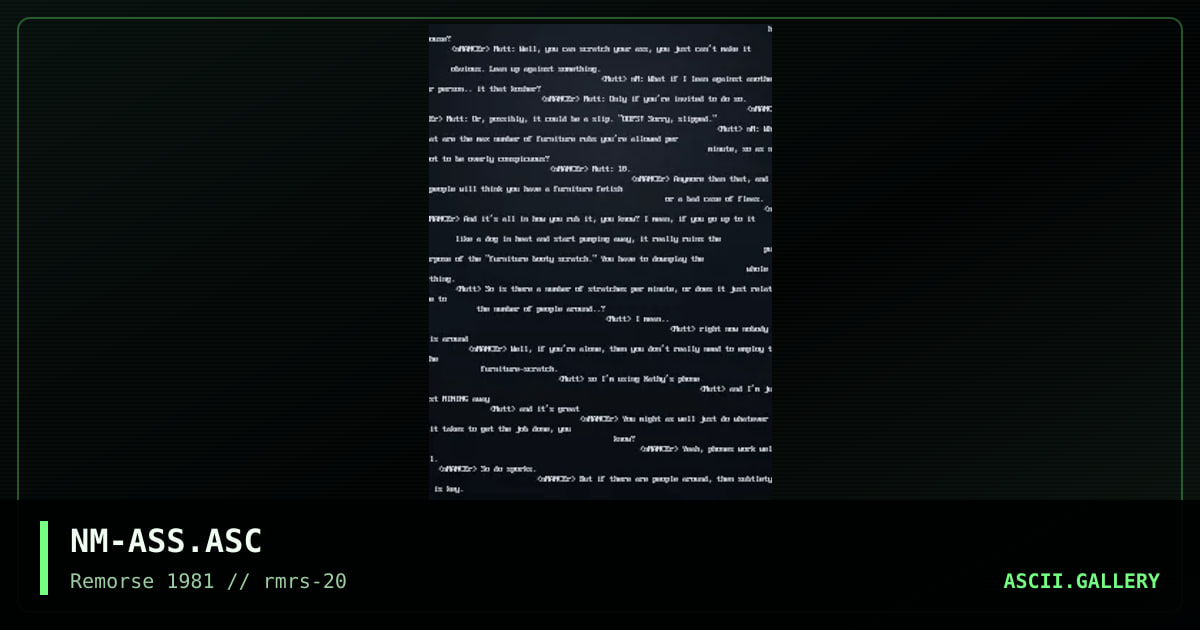 Ass Discussions, by necromancer, 1998