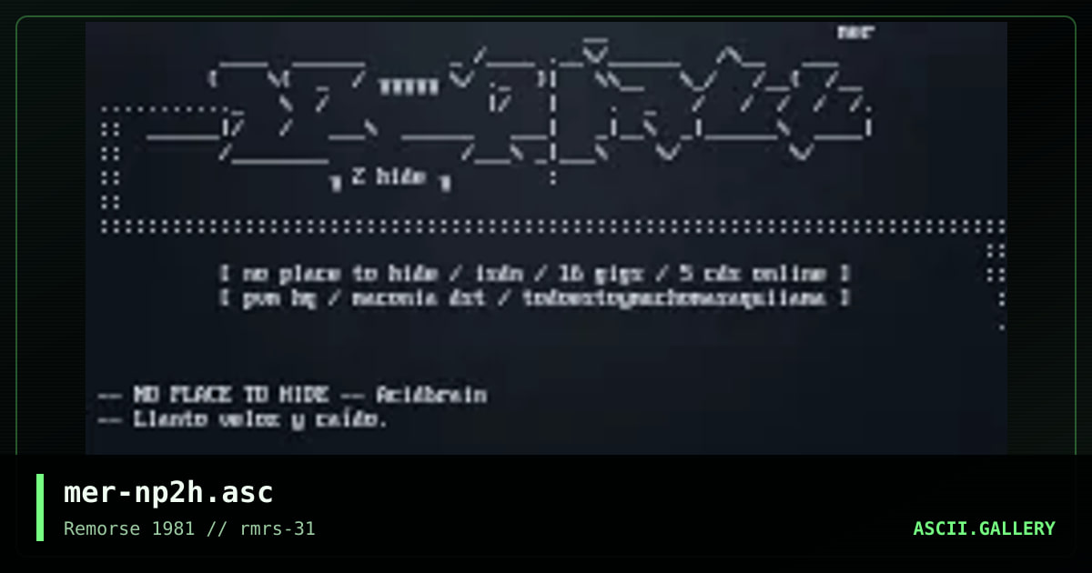 No Place To Hide, by merlin, 1999