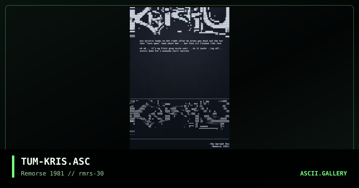 TUM-KRIS.ASC, by the upright man, 1999