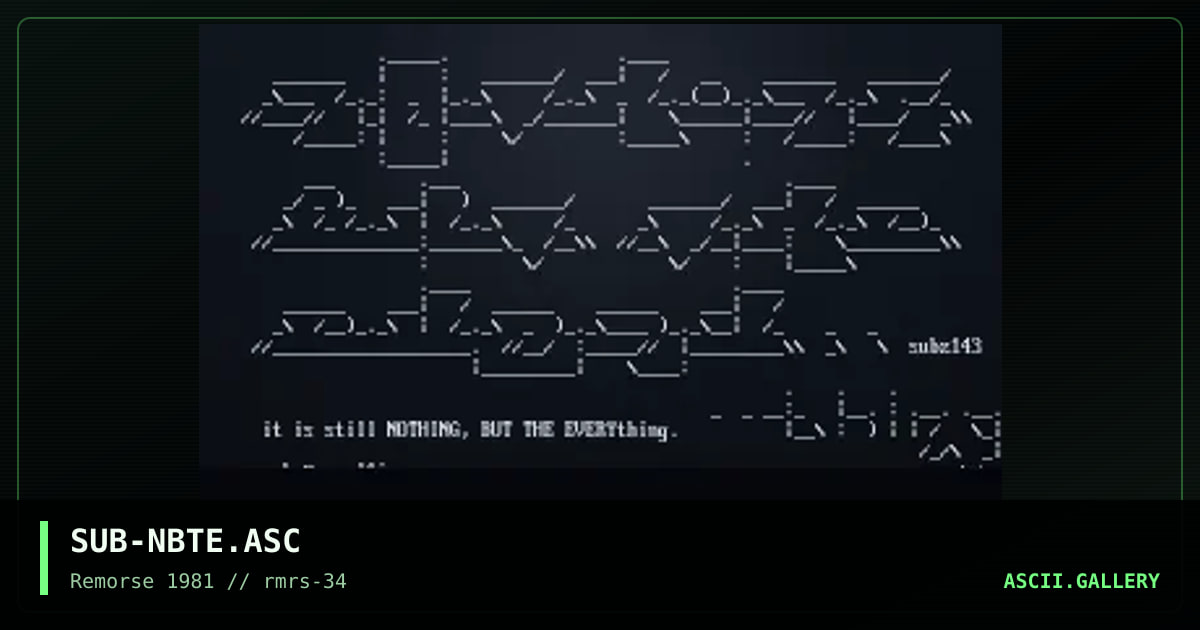 Nothing but everything, by subsonic, 1999