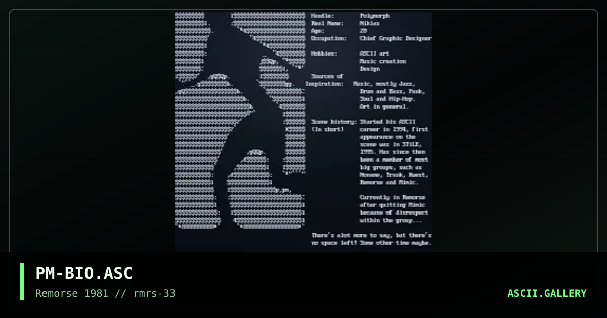 Biography, by polymorph, 1999