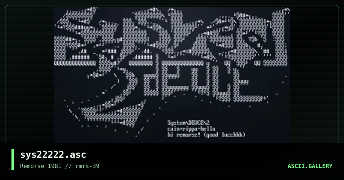 sys22222.asc, by cain, rippa, 2001