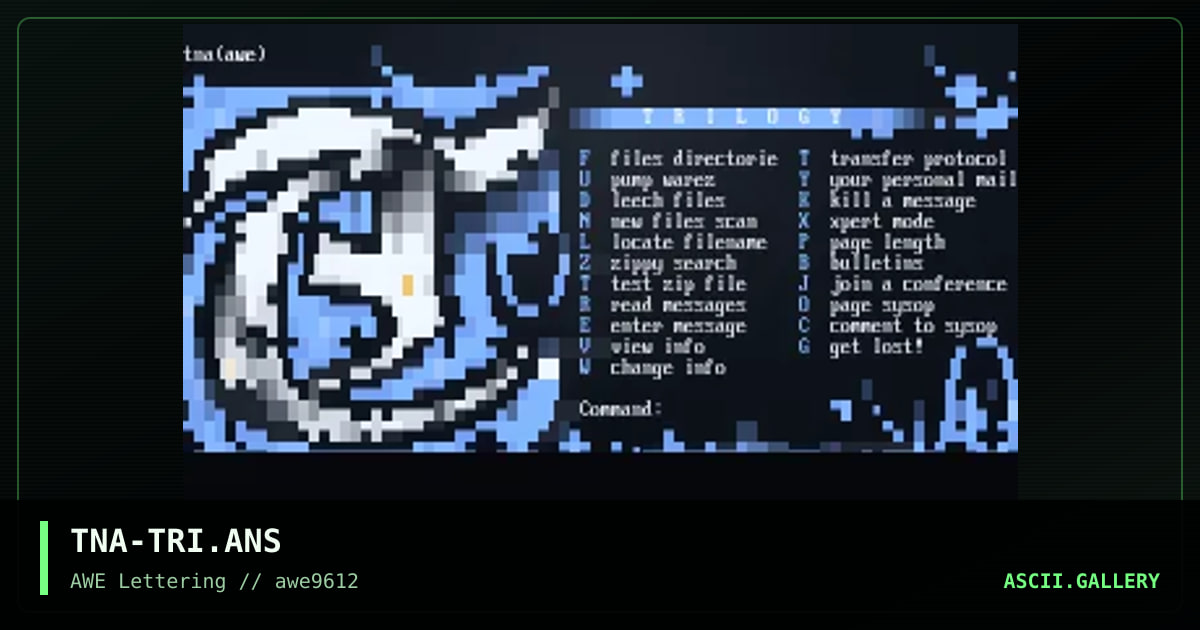 Trilogy Menu, by the night angel, 1996