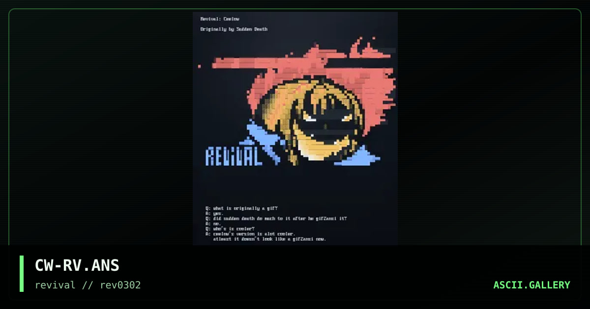 Revival, by ceelow, sudden death, 2002