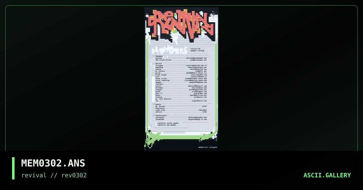 Revival Memberlist, by discyple, 2002