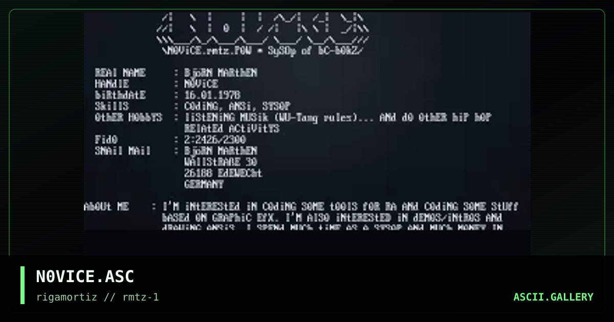 INFO (N0VICE), by novice, 1996
