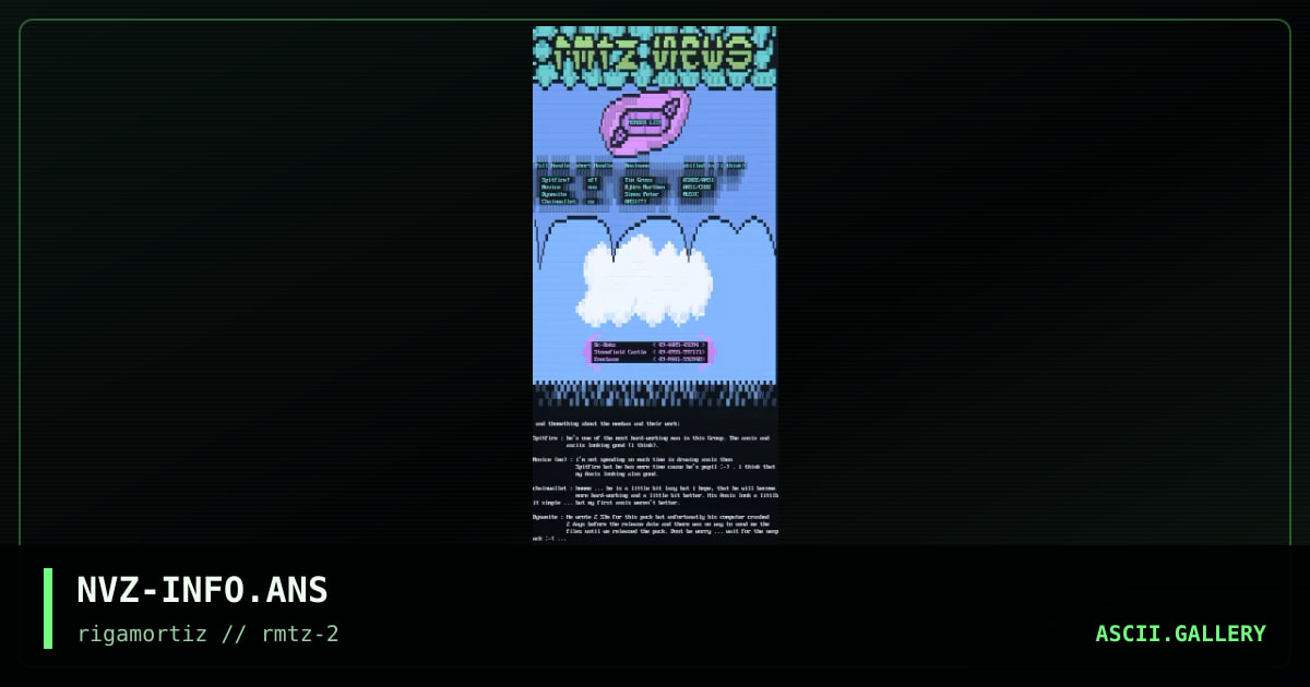 *** * RMTZ INFO ANSI * ***, by nvz, 1996