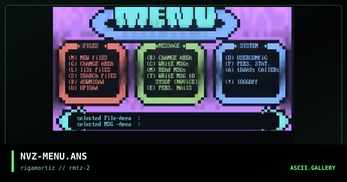 the new menu for my BBS, by nvz, 1996
