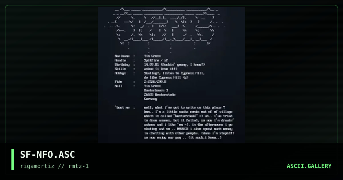 SF-NFO.ASC, by spitfire, 1996