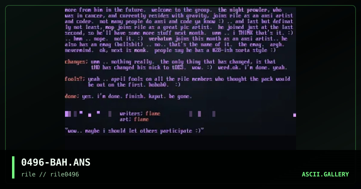 0496 newsletter, by flaming llama, 1996