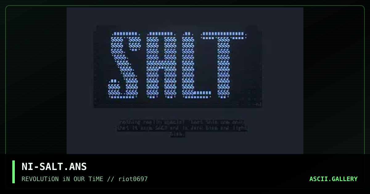salty stuff, by niche, 1997