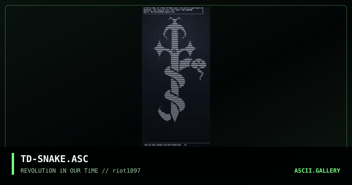 Snake on a sword, by the director, 1997
