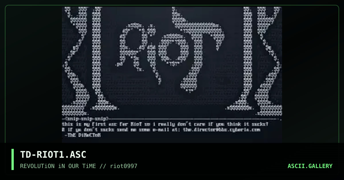 RioT logo #1, by the director, 1997
