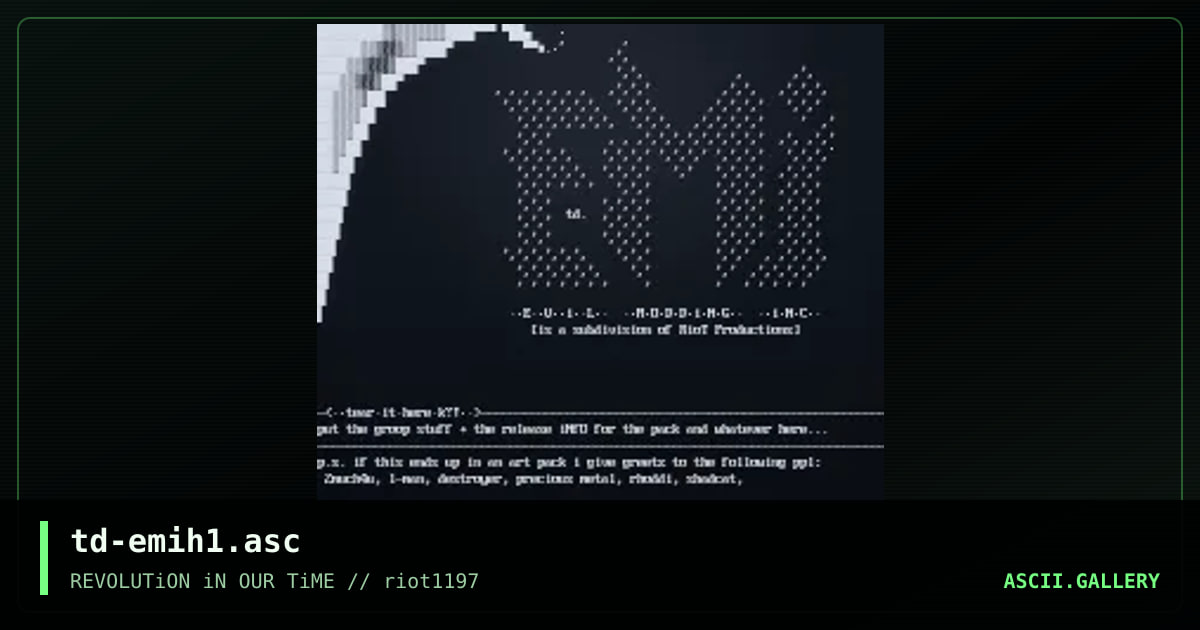 EMi .nfo file header, by the director, 1997