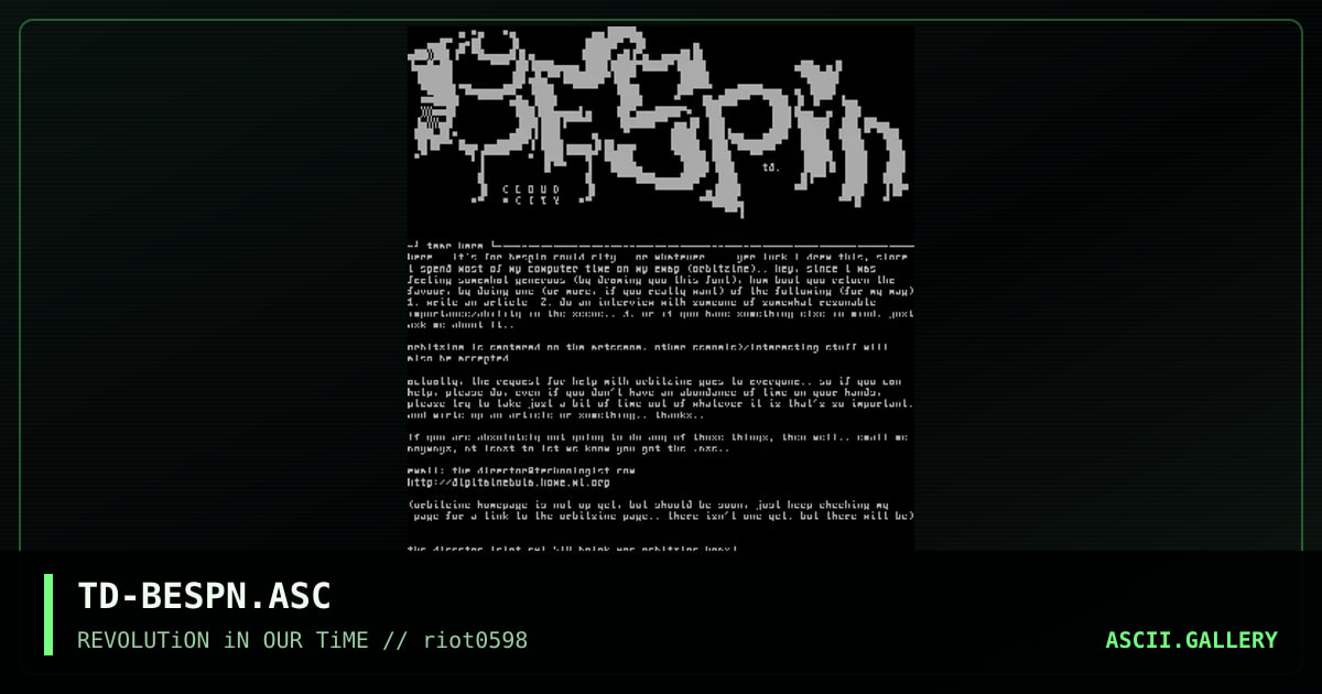 bespin, by the director, 1998